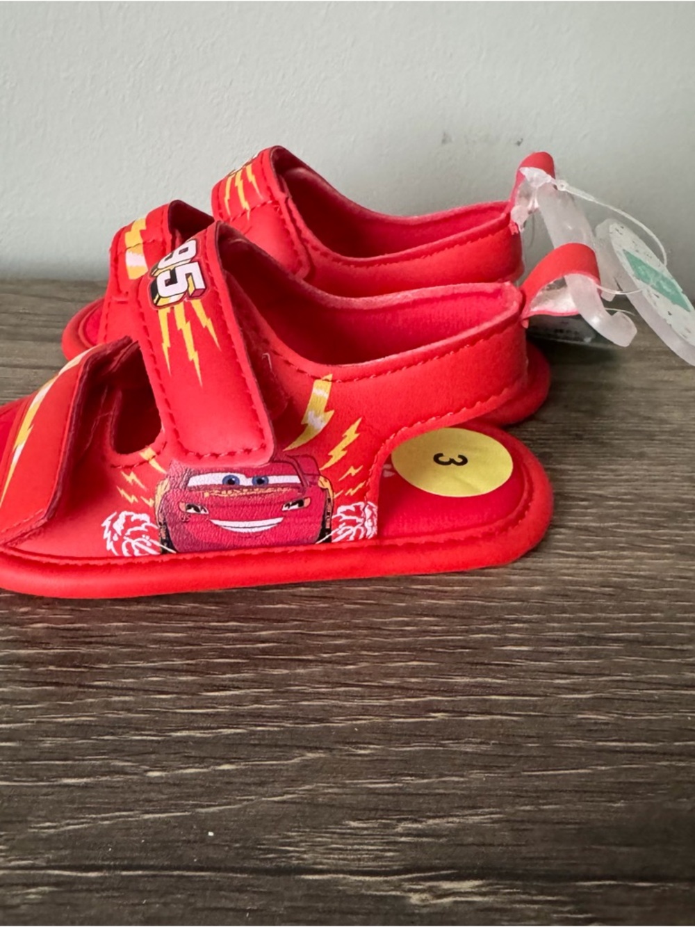 Disney Cars Lightning McQueen Baby Shoes Size 3 Boys Sandal NEW 95 Race Kachow - Picture 6 of 9